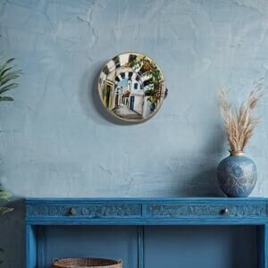 Handcrafted Circular Canvas Art – Scenic Street View